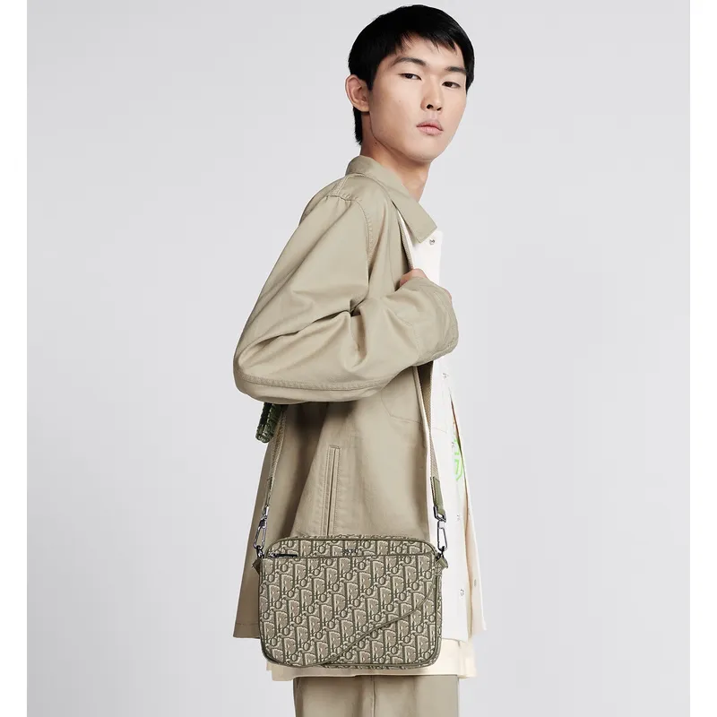 D-ior Beige Oblique Pattern Crossbody Bag With Signature Strap And Pouch  size:23×17×4cm #A54108