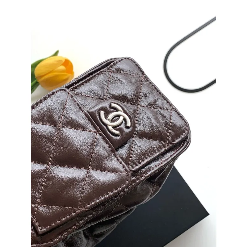 Chanel Quilted Hobo Drawstring Bucket Bag 20-22-12.5cm #A63815