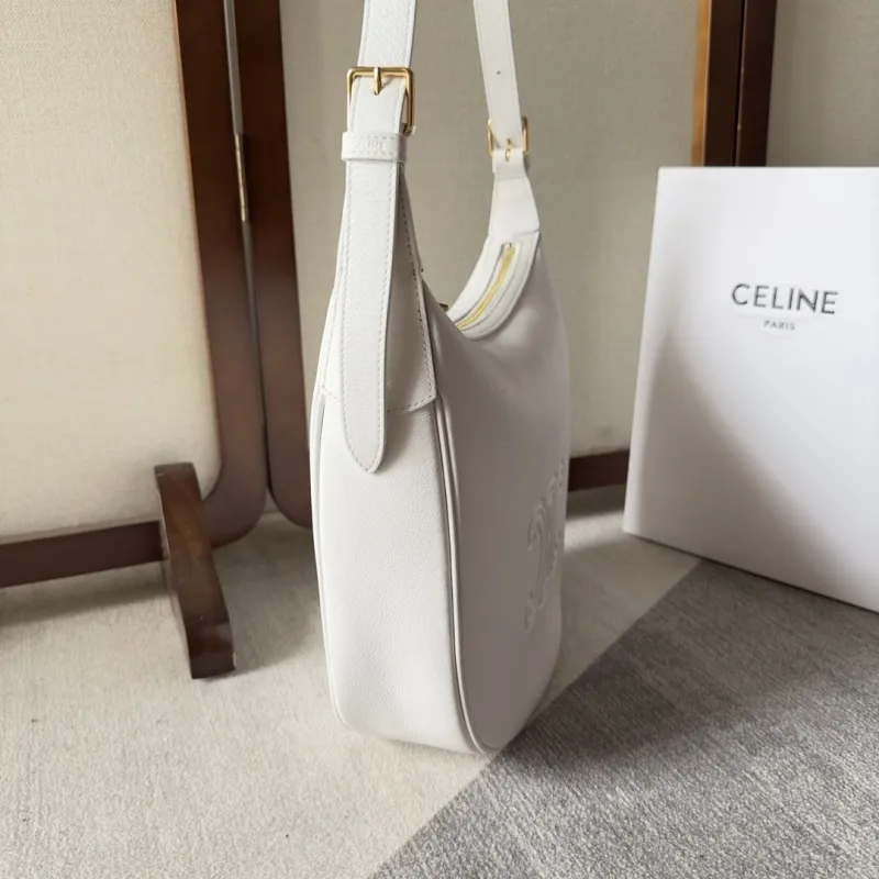 Celine Ava Hobo Bag - Multiple Colors (Monogram, Black, Tan, White), Signature Triomphe Logo, Timeless Luxury Shoulder Bag for Women #A56751