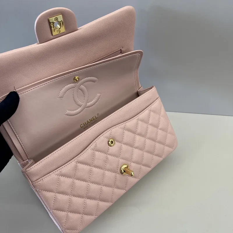 Authentic Chanel Classic Flap Bag in Light  Caviar Leather good Hardware  Wide 25cm #A54379