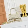 Balenciaga Hourglass Croc Embossed Handbag 19x8x21cm #A64986 Balenciaga Hourglass Croc Embossed Handbag 19x8x21cm #A64986