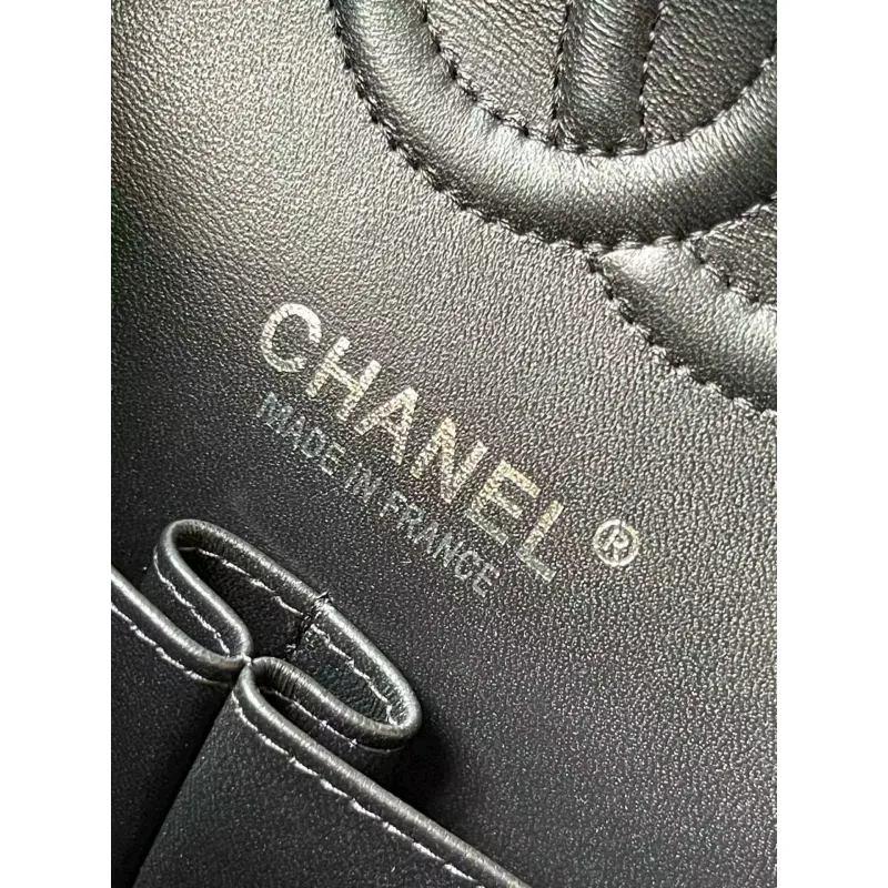 Chanel CC Black Quilted Lambskin Medium Classic Double Flap AAA+ Shoulder Bag #A54424