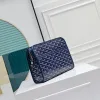 Goyard Canvas Clutch with Leather Trim #A45656 Goyard Canvas Clutch with Leather Trim #A45656