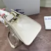 Burberry Timeless White Leather Handbag with Gold - Accented Lock and Dual Handles size:24×3×9cm #A54100