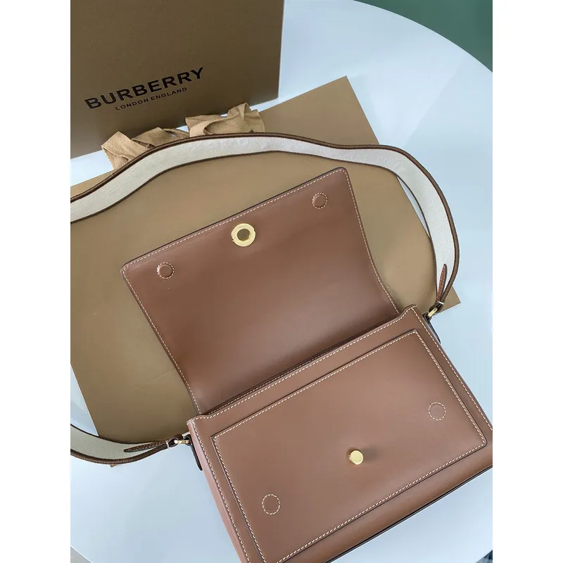 Burberry Crossbody Bag Logo Embroidered Strap &amp Leather A Nod to Heritage size:25×8×18cm #A54201