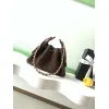 Chanel Mini Suede Bucket Bag  Retro Coin Button  Drawstring  Quilted  Classic Chain #A60143