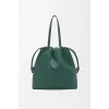 Loewe Green Leather Drawstring Tote Bag With Bold Branding For Chic Everyday Use #A50065