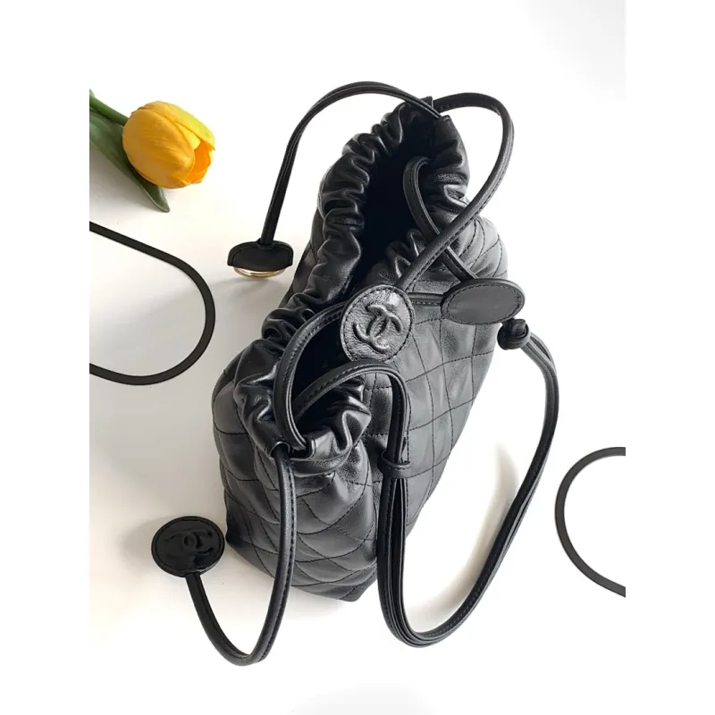 Chanel 26S Quilted Drawstring Bucket Bag, 17 x 22 x 8 cm #A63225