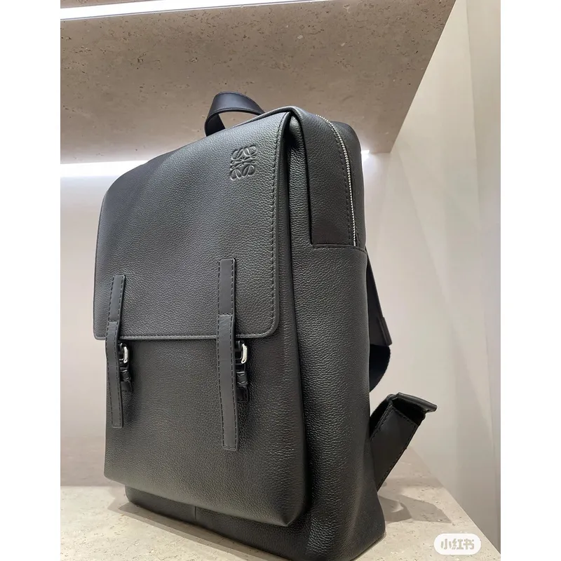 LOEWE Military backpack in soft grained calfskin Anthracite Size:39*28.5*11cm #A49107