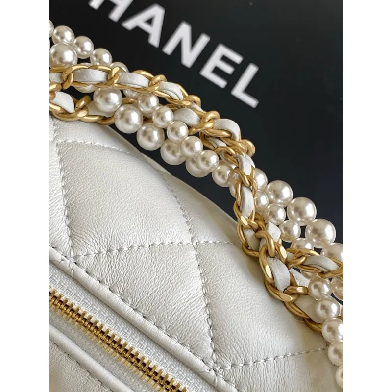 Chanel AS5898 Quilted Hobo Bag with Pearl Chain Strap Size 13-23.5-7.5 #A62897