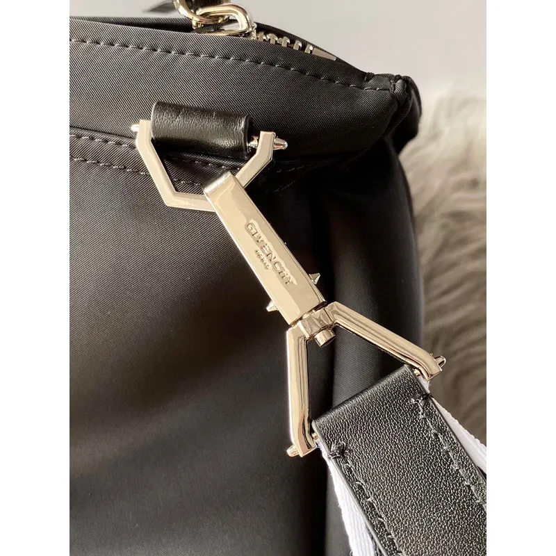Givenchy Black Leather Top Handle Bag With Logo Webbing Strap #A52352