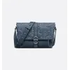 D-ior - Inspired Embossed Leather Crossbody Bag in Navy Blue size:28×18×9.5cm #A53899