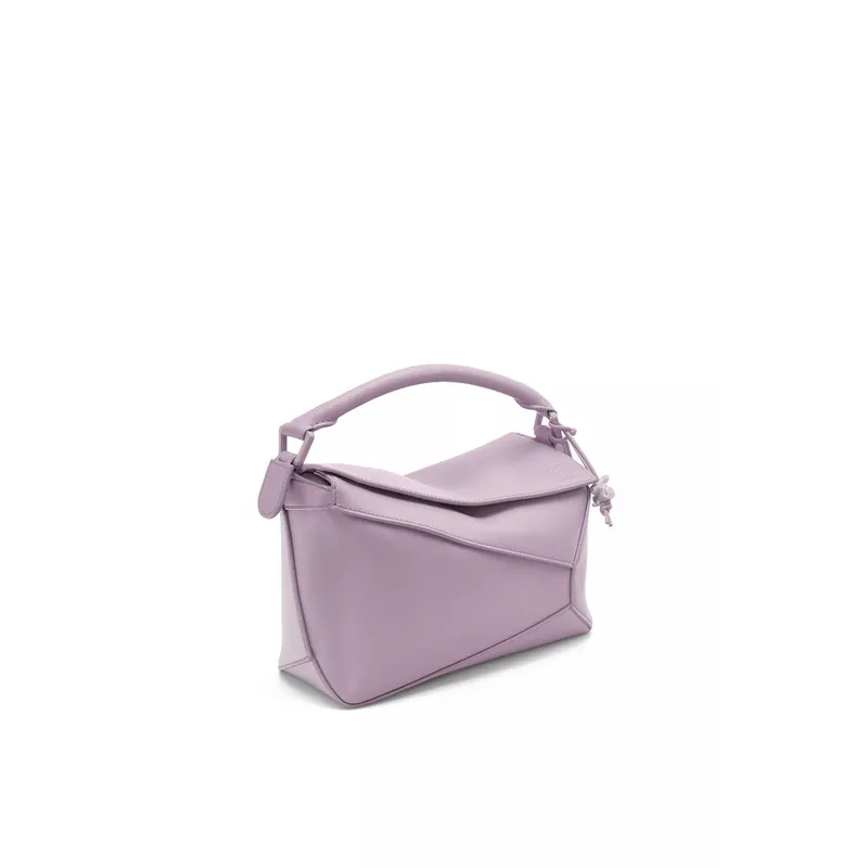 Loewe Puzzle Bag In Soft Lavender Leather With Branded Strap And Geometric Design #A50220