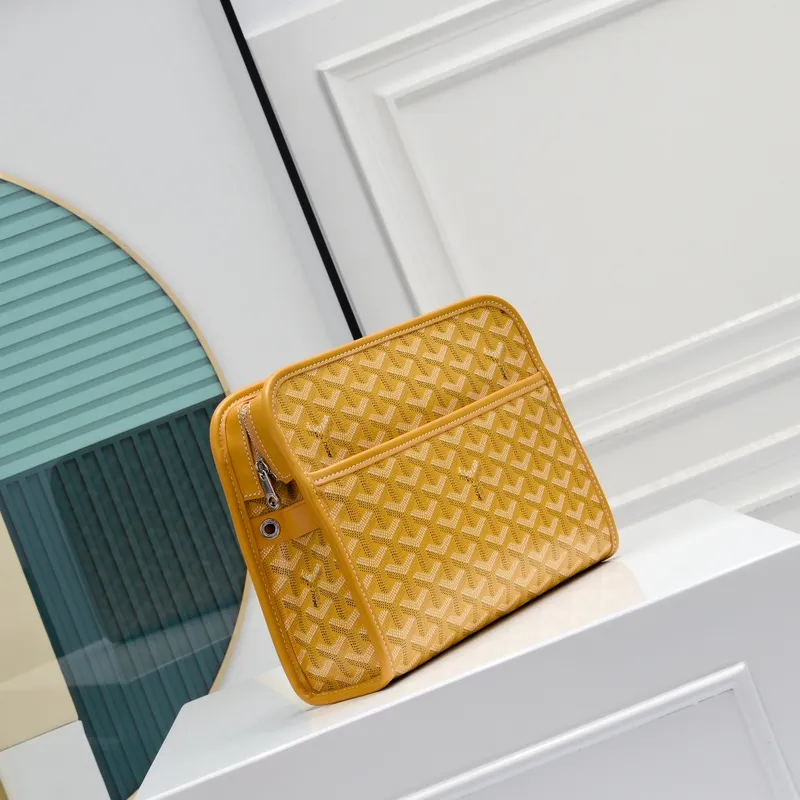 Goyard Canvas Clutch with Leather Trim #A45656 Goyard Canvas Clutch with Leather Trim #A45656