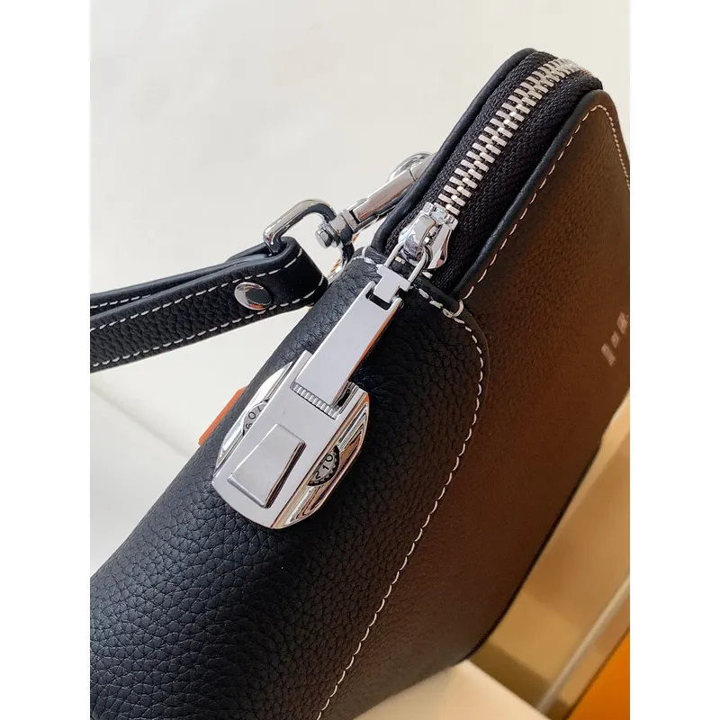 Hermès Leather Zip - Around Wristlet Clutches In Brown And Black With Branded Detailing #A50707