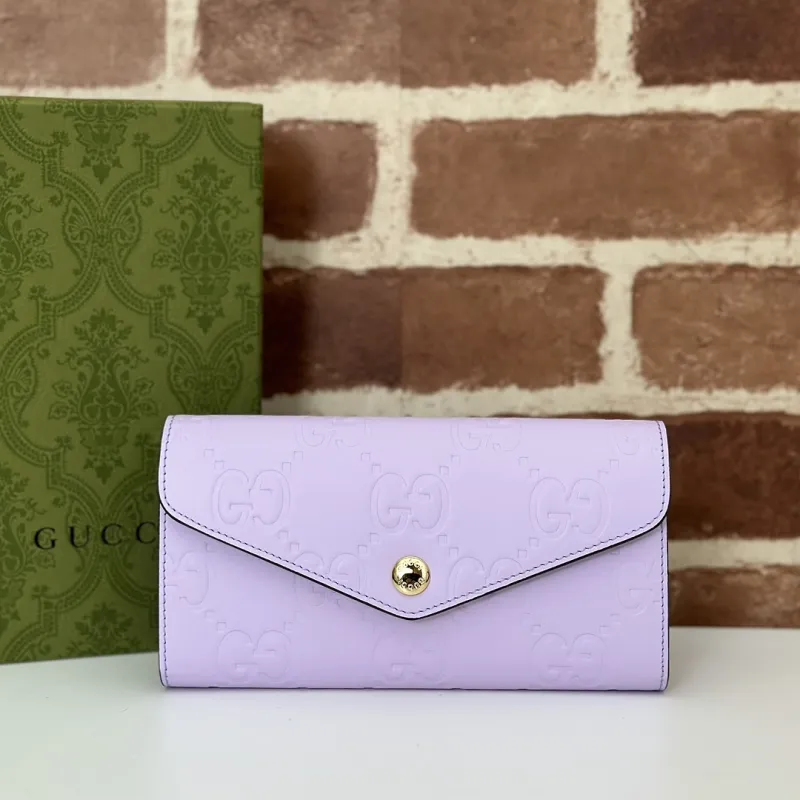 Gucci GG Embossed Leather Envelope Continental Wallet 19×10×3.5cm #A65013