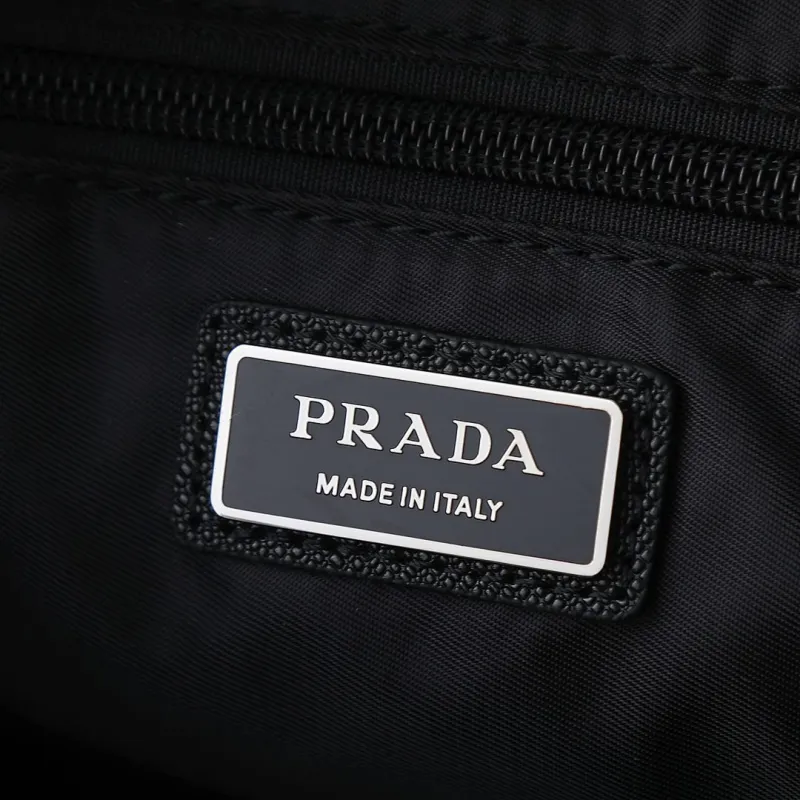 Prada Mens Dark Gray Re-Nylon Crossbody Messenger Bag with Detachable Pouch – Iconic Triangle Logo Adjustable Strap #A58757