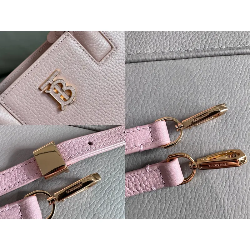 Burberry Handbag Two Tone Leather &amp Gold “TB” Logo Epitomizing Sophisticated Elegance size:27×11×20cm #A54200