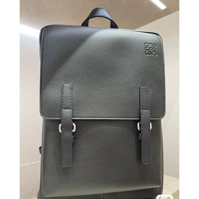 LOEWE Military backpack in soft grained calfskin Anthracite Size:39*28.5*11cm #A49107