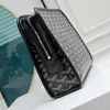 Goyard Canvas Clutch with Leather Trim #A45656 Goyard Canvas Clutch with Leather Trim #A45656