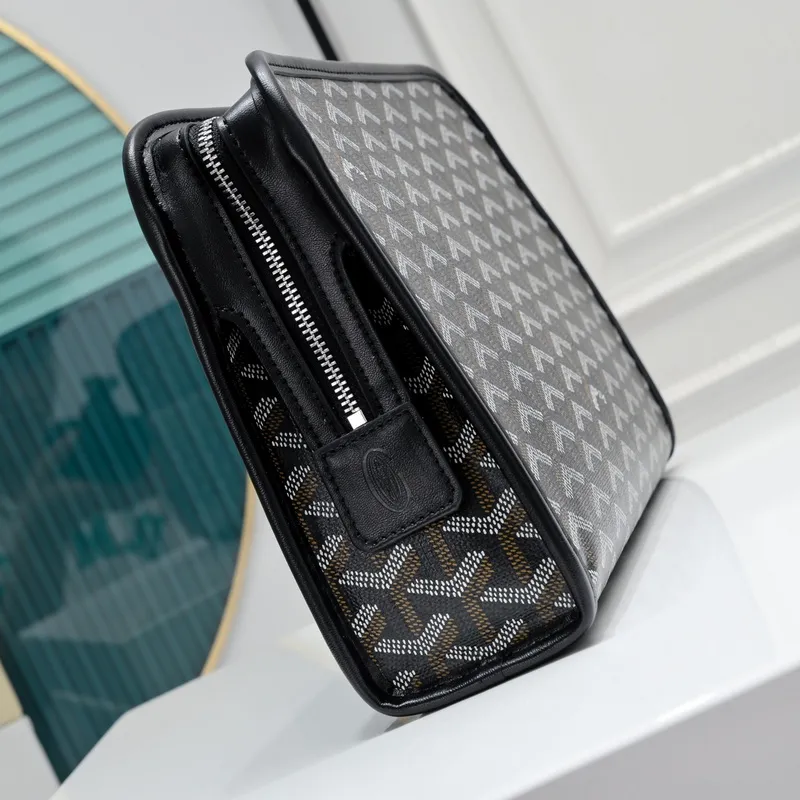 Goyard Canvas Clutch with Leather Trim #A45656 Goyard Canvas Clutch with Leather Trim #A45656