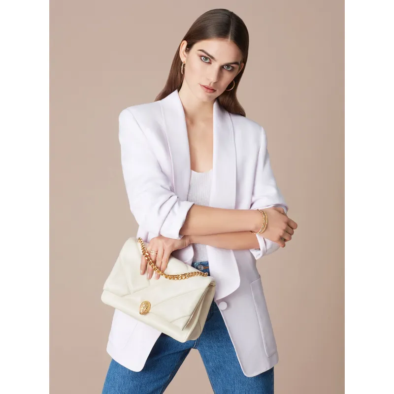 Bvlgari Serpenti Diamond Blast Shoulder Bag In Creamy White Leather For Luxury Style #A51665