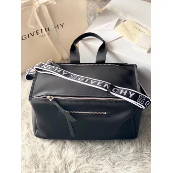 Givenchy Black Leather Top Handle Bag With Logo Webbing Strap #A52352