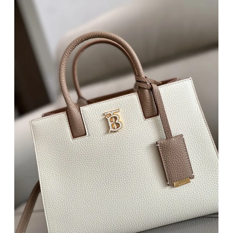 Burberry Handbag Two Tone Leather &amp Gold “TB” Logo Epitomizing Sophisticated Elegance size:27×11×20cm #A54200