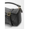 Loewe Black Leather Puzzle Bag With Geometric Design And Adjustable Strap For Modern Chic #A50043