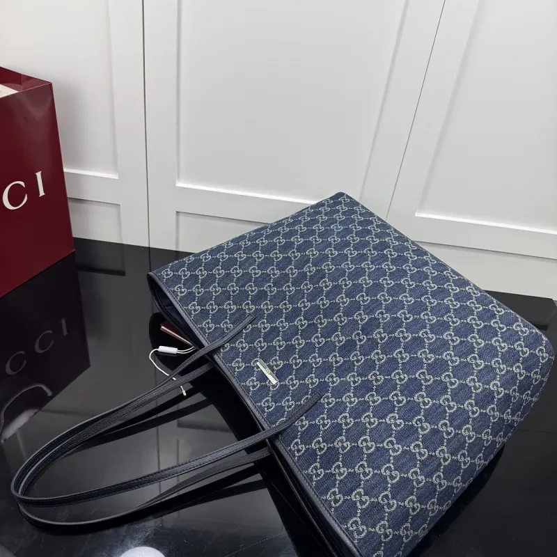 Gucci GG Denim Canvas Large Tote Shoulder Bag 38×29.5×13cm #A65011 Gucci GG Denim Canvas Large Tote Shoulder Bag 38×29.5×13cm #A65011