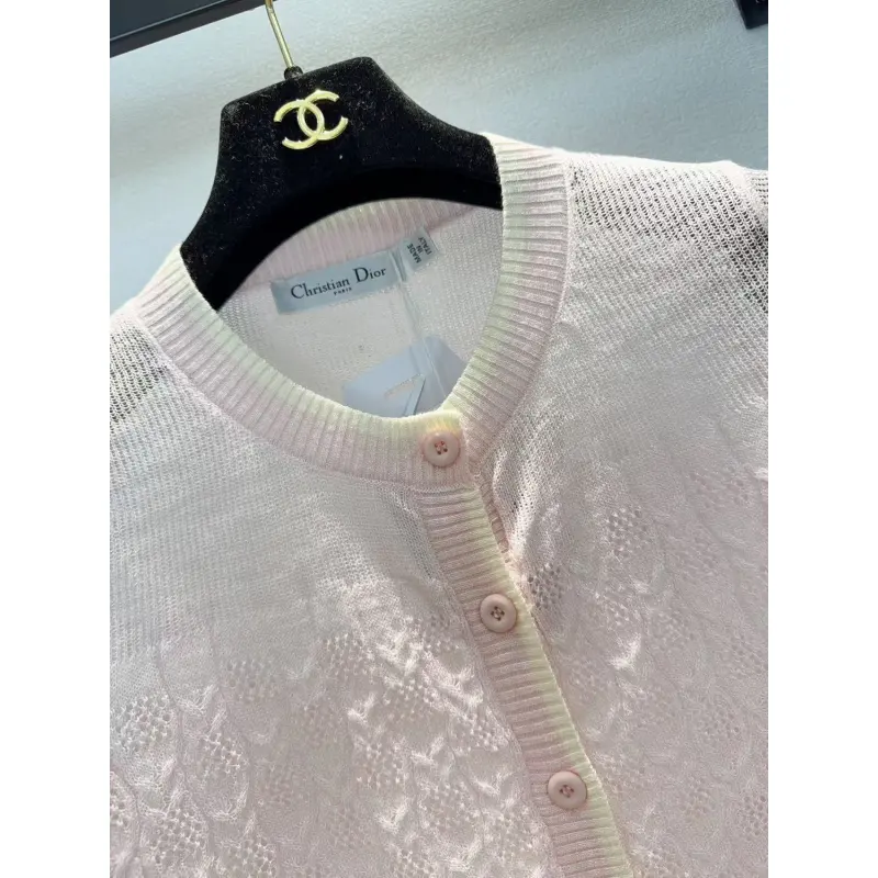 Dior Monogram Knit Short Sleeve Crew Neck Blouse #A63664