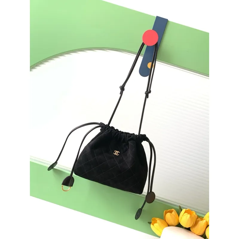 Chanel 26S Quilted Drawstring Bucket Bag, 17 x 22 x 8 cm #A63225