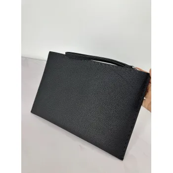 Fendi Pouch Sleek Black Leather Minimalist Logo Redefining Timeless Elegance size:30×20cm #A54204