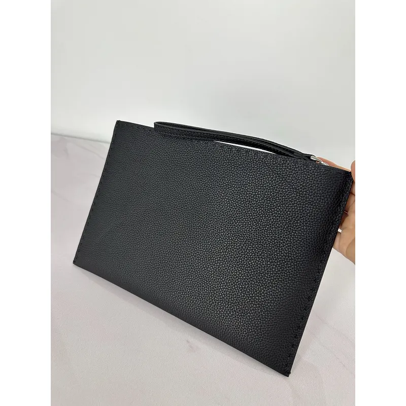 Fendi Pouch Sleek Black Leather Minimalist Logo Redefining Timeless Elegance size:30×20cm #A54204 Fendi Pouch Sleek Black Leather Minimalist Logo Redefining Timeless Elegance size:30×20cm #A54204