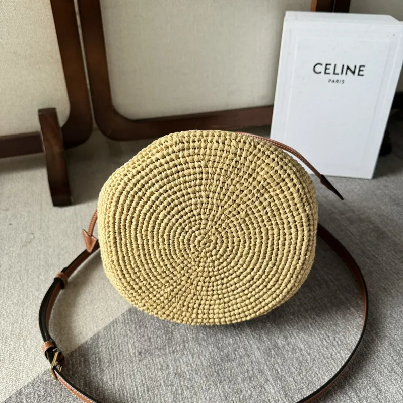 CLARA CELINE CLASSIC PANIER IN RAFFIA AND CALFSKIN #A49281