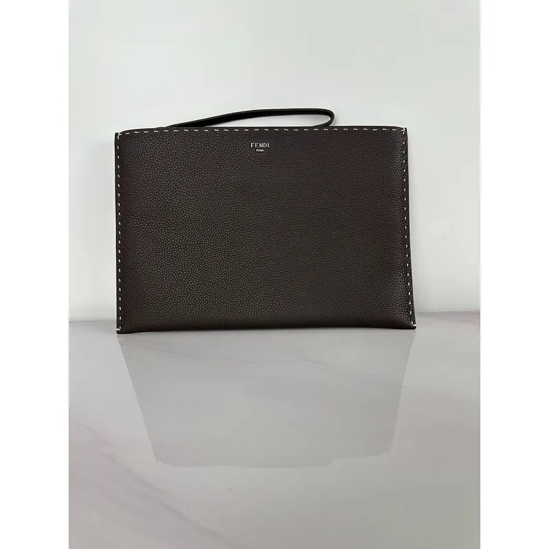 Fendi Pouch Sleek Black Leather Minimalist Logo Redefining Timeless Elegance size:30×20cm #A54204 Fendi Pouch Sleek Black Leather Minimalist Logo Redefining Timeless Elegance size:30×20cm #A54204