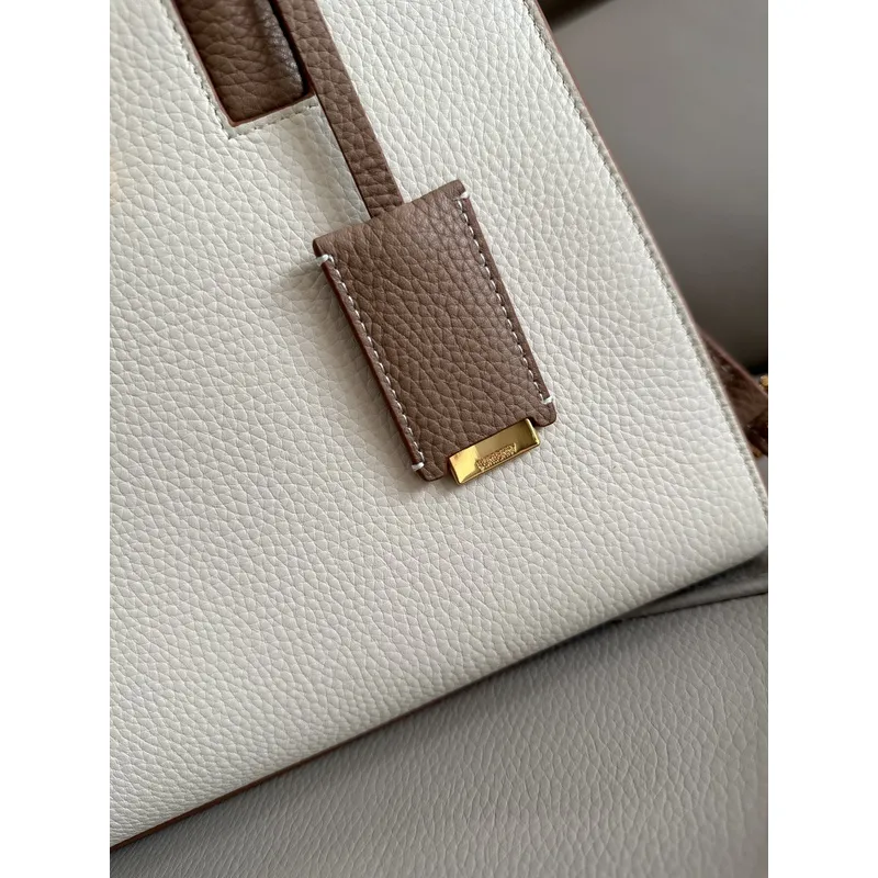 Burberry Handbag Two Tone Leather &amp Gold “TB” Logo Epitomizing Sophisticated Elegance size:27×11×20cm #A54200
