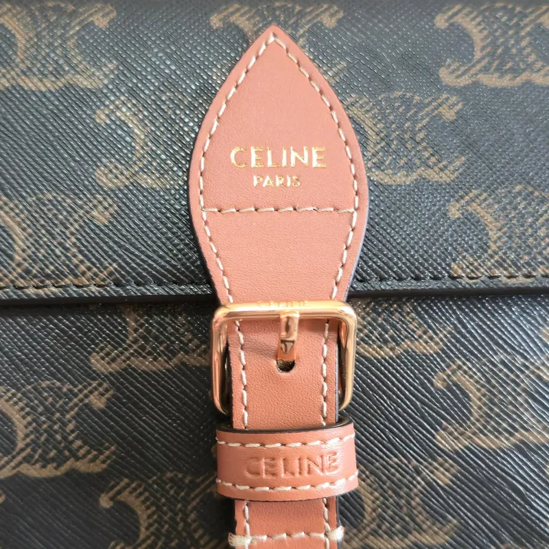 Celine Triomphe Pattern Saddle Bag in Brown and Black for Timeless Elegance size:20×14×5cm #A54102
