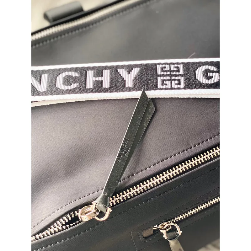 Givenchy Black Leather Top Handle Bag With Logo Webbing Strap #A52352