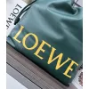 Loewe Green Leather Drawstring Tote Bag With Bold Branding For Chic Everyday Use #A50065