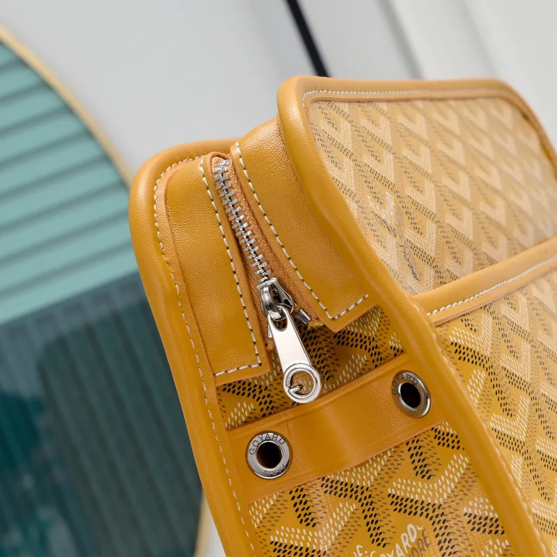 Goyard Canvas Clutch with Leather Trim #A45656 Goyard Canvas Clutch with Leather Trim #A45656