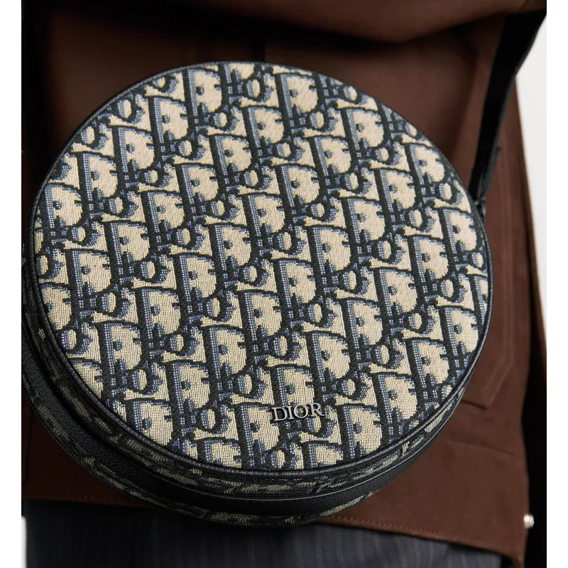 D-ior Round Bag With Iconic Oblique Pattern And Adjustable Strap For Fashion Lovers size:20×20×7cm #A54114 D-ior Round Bag With Iconic Oblique Pattern And Adjustable Strap For Fashion Lovers size:20×20×7cm #A54114