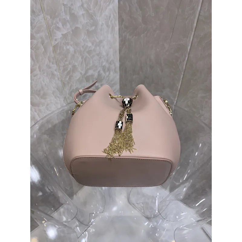 Bvlgari Serpenti Bucket Bag In Blush Leather With Iconic Detailing #A51661 Bvlgari Serpenti Bucket Bag In Blush Leather With Iconic Detailing #A51661