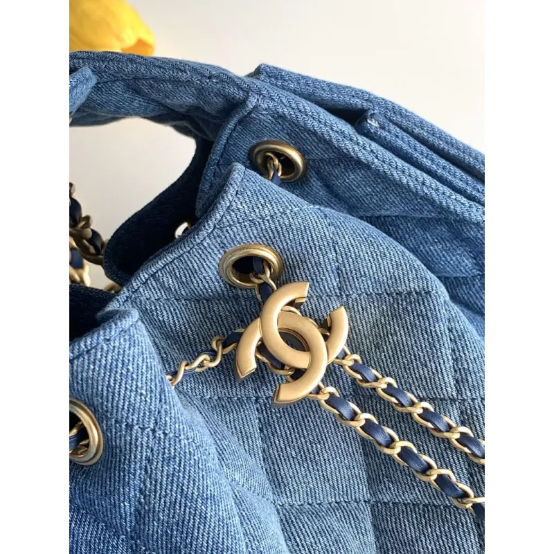 Chanel AS5293 Denim Quilted Hobo Bag with Chain Strap Size 30-26-14 #A62898