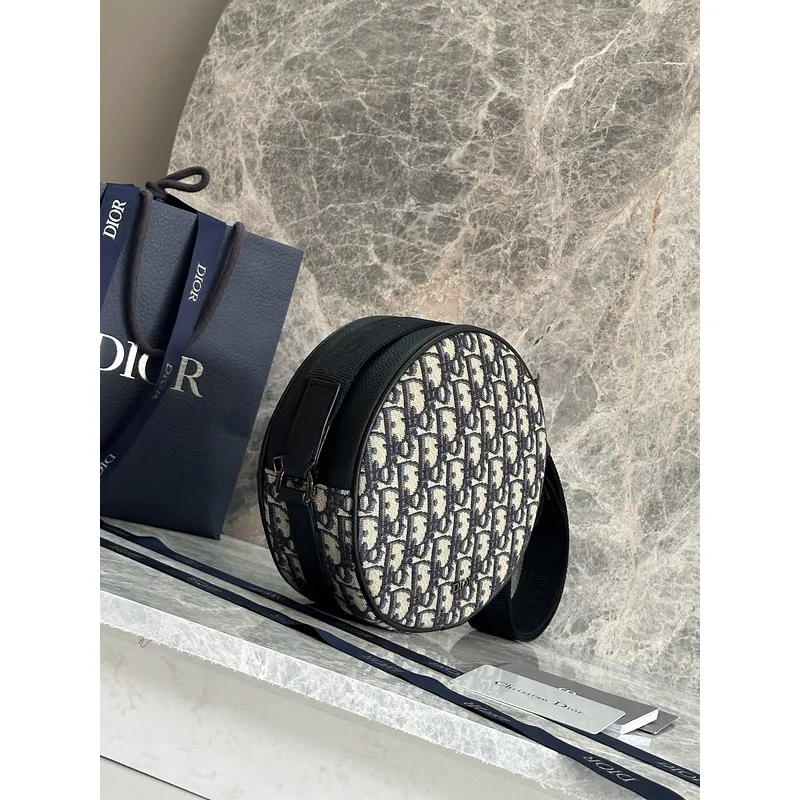 D-ior Round Bag With Iconic Oblique Pattern And Adjustable Strap For Fashion Lovers size:20×20×7cm #A54114 D-ior Round Bag With Iconic Oblique Pattern And Adjustable Strap For Fashion Lovers size:20×20×7cm #A54114