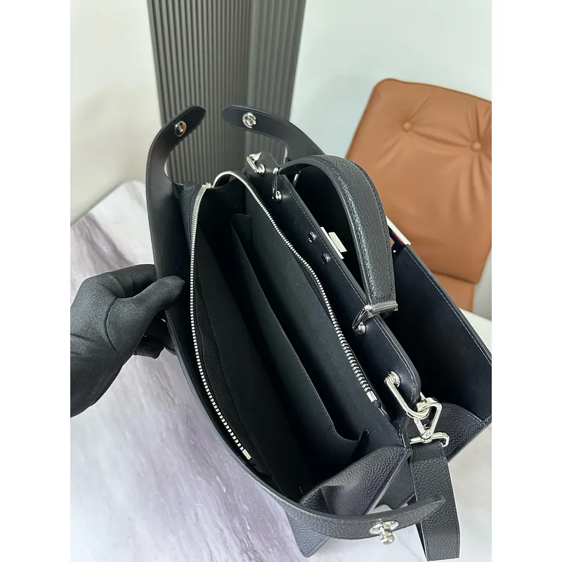 Fendi Leather Briefcase And Monster - Eye Pouch Set In Black With Yellow Accents  #A51530