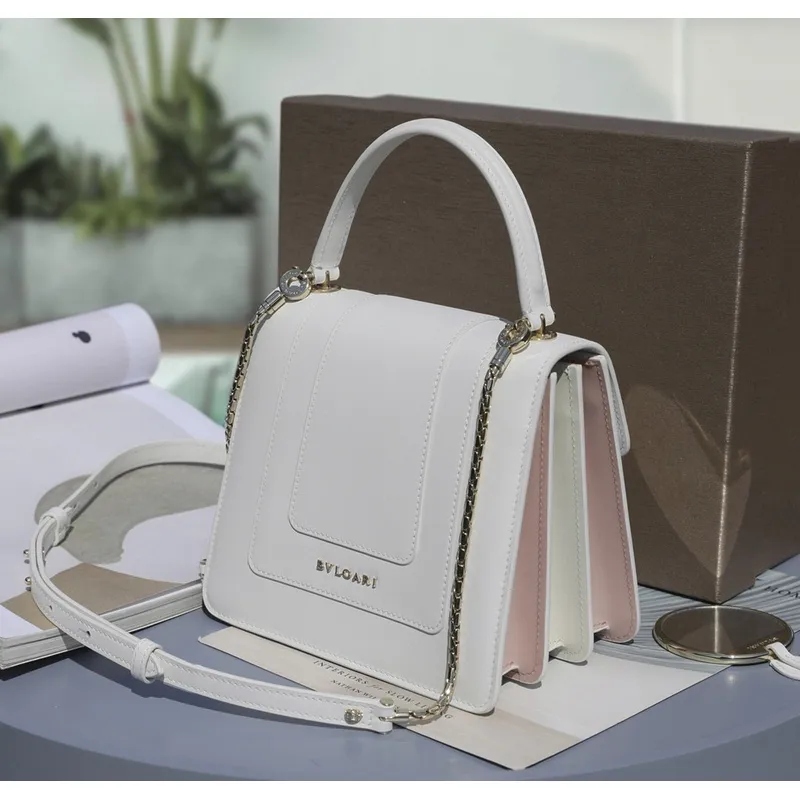 Bvlgari Serpenti Forever Top Handle Bag In White Leather Timeless Elegance #A51667