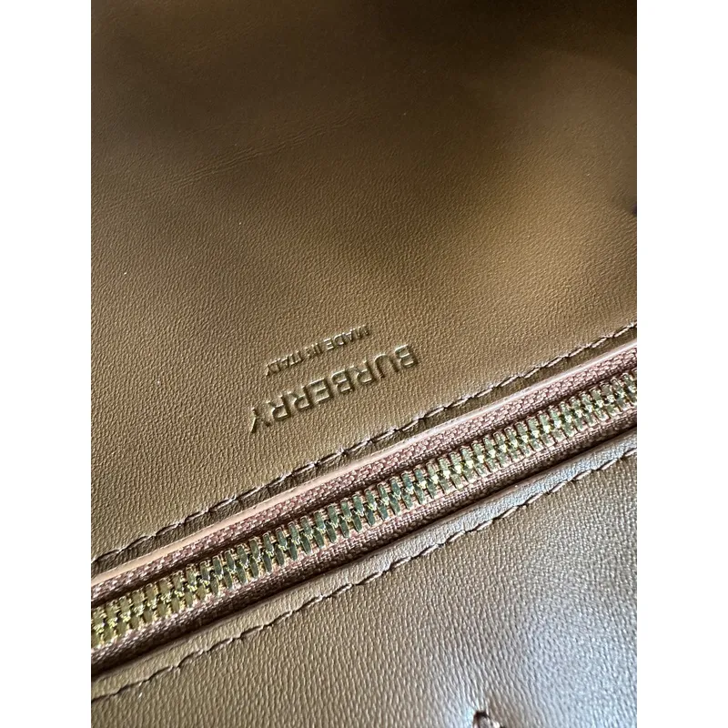 Burberry Handbag Two Tone Leather &amp Gold “TB” Logo Epitomizing Sophisticated Elegance size:27×11×20cm #A54200