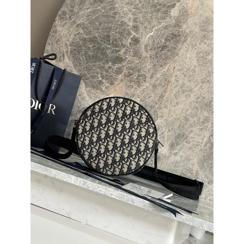 D-ior Round Bag With Iconic Oblique Pattern And Adjustable Strap For Fashion Lovers size:20×20×7cm #A54114 D-ior Round Bag With Iconic Oblique Pattern And Adjustable Strap For Fashion Lovers size:20×20×7cm #A54114