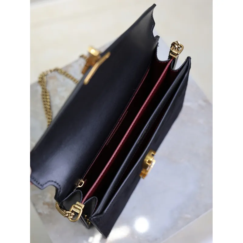 SAINT LAURENT Cassandra Envelope Crossbody Bag Set – Tan Leather-Suede & Black Velvet with Gold YSL Logo (Detachable Chain Strap) #A58773
